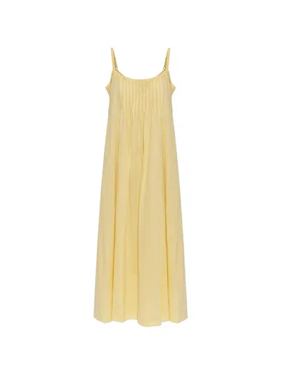Hanro Juliet Pleated-detail Sleeveless Dress In Yellow