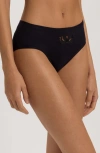 Hanro Kalea Embroidered Inset Cotton Briefs In Black