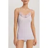 Hanro Kalea Embroidered Trim Cotton Camisole In Purple