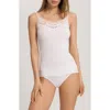 Hanro Kalea Embroidered Trim Cotton Camisole In White