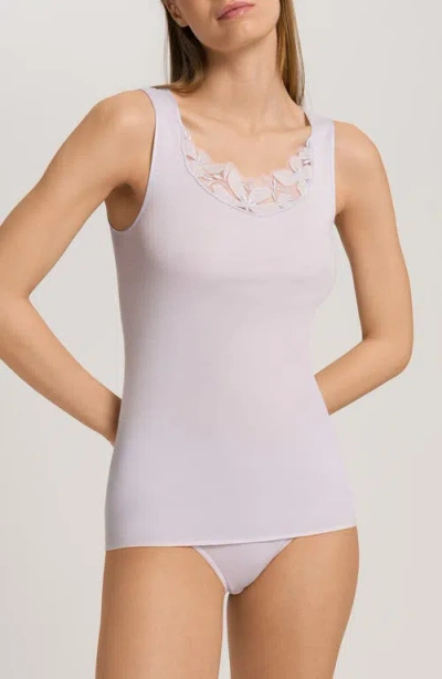 Hanro Kalea Embroidered Trim Cotton Tank Top In Purple