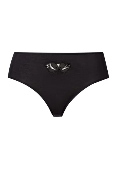 Hanro Kalea Floral Embroidered High Cut Brief In Black