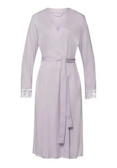 Hanro Kalea Floral Tulle Cotton Robe In Purple