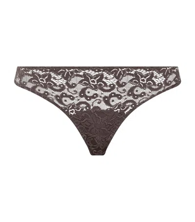 Hanro Lace Moments Thong In Brown