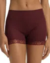 Hanro Lace Trim Boyshorts In Brown