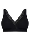 Hanro Cotton Lace Wire-free Bra In Black