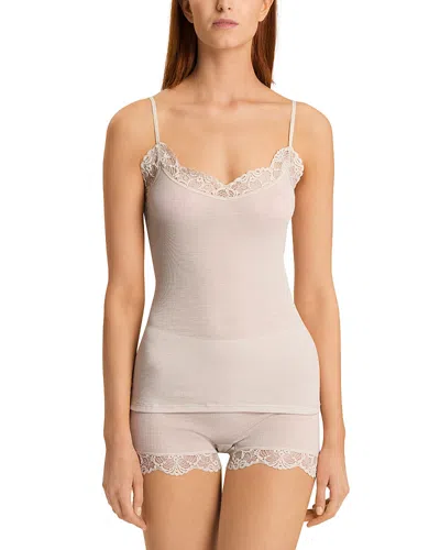 Hanro Lace Trim Camisole In Pumice