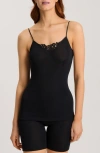 Hanro Wool & Silk Embroidered Cami In Black