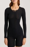 Hanro Woolen Silk Long Sleeve Shirt In Black