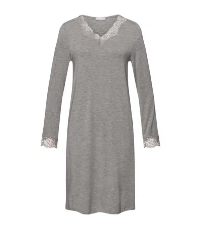 Hanro Lace-trim Nightie In Grey Melan