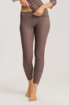 Hanro Lace Trim Rib Merino Wool & Silk Pajama Leggings In Stonewash