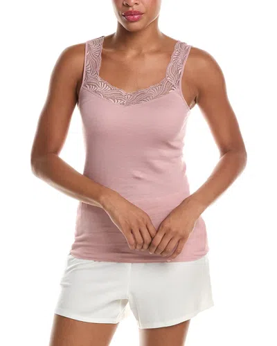 Hanro Lace Trim Tank Top In Pink