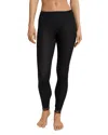Hanro Lace Trim Merino Wool & Silk Rib Leggings In Black