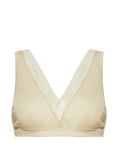 Hanro Lace V-neck Bra In Neutral