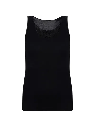 Hanro Lace-trim Top In Black