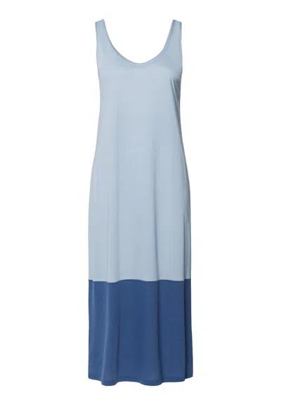 Hanro Laura Color Block Tank Nightgown In Blue