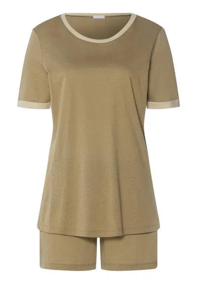 Hanro Laura Cotton Blend Pajama Set In Green