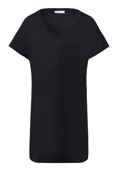 Hanro Laura Cotton Blend V-neck Bigshirt In Black