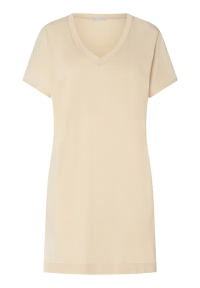 Hanro Laura Cotton Blend V-neck Bigshirt In Neutral
