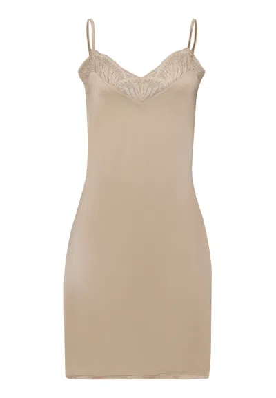 Hanro Lilith Lace Trim Bodydress In Brown