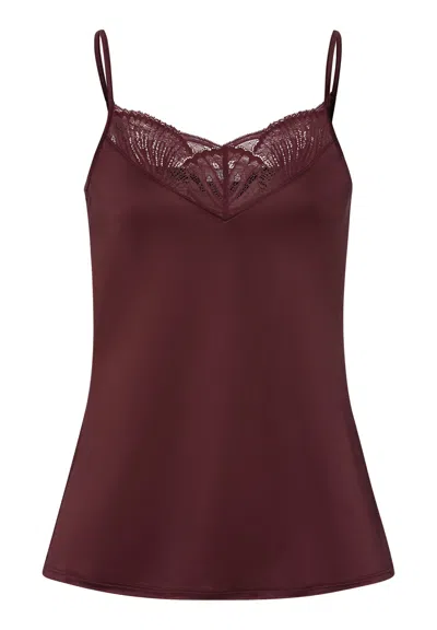 Hanro Lilith Lace Trim Camisole In Brown