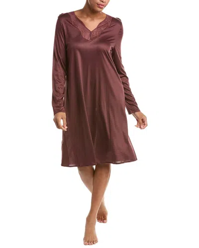 Hanro Lilith Lace Trim Nightgown In Brown