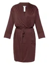 Hanro Lilith Lace-trim Robe In Brown