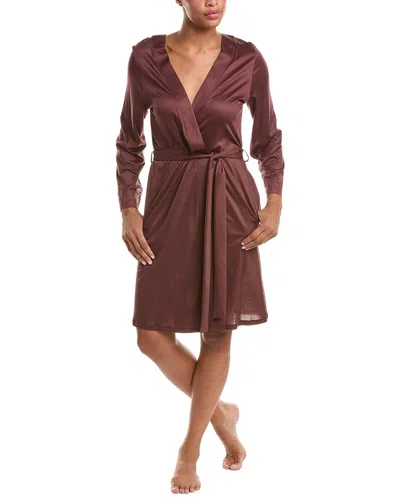 Hanro Lilith Lace Trim Robe In Brown