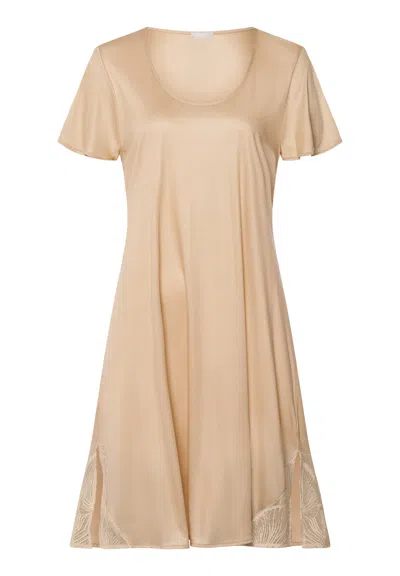 Hanro Lilith Tencel™ Lace Trim Nightgown In Brown