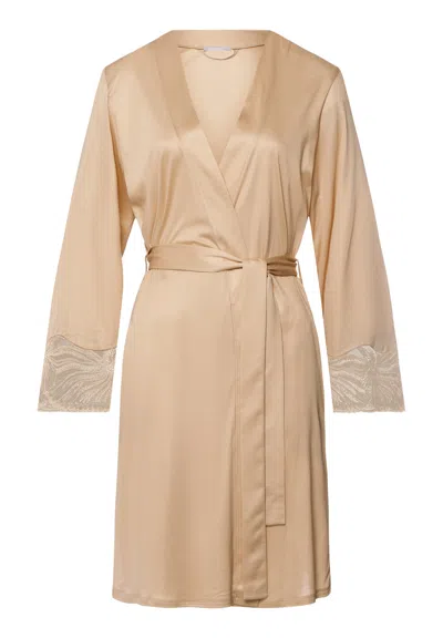 Hanro Lilith Tencel™ Lace Trim Robe In Brown