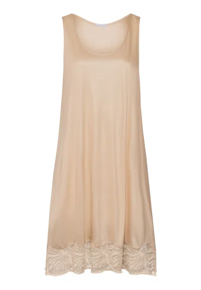 Hanro Lilith Tencel™ Lace Trim Tank Nightgown In Brown