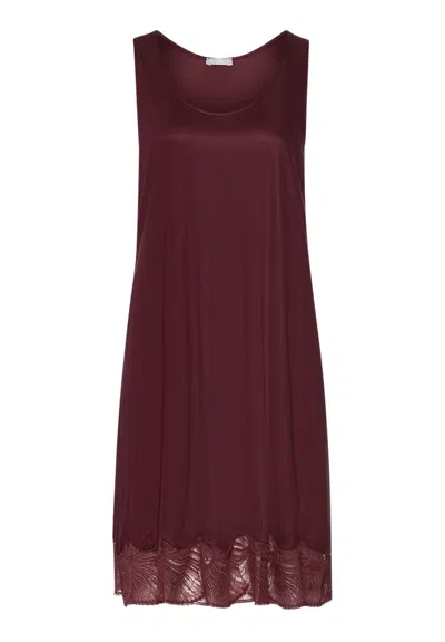 Hanro Lilith Tencel™ Lace Trim Tank Nightgown In Burgundy