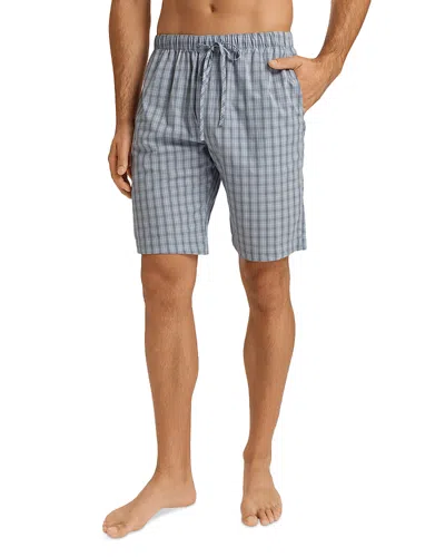 Hanro Linen Cotton Printed Short Pajama Pants In Blue