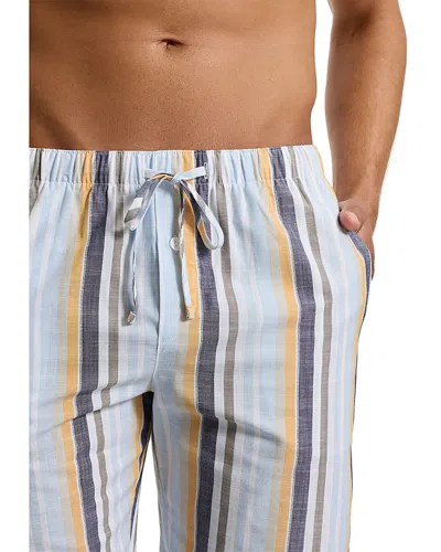Hanro Linen Cotton Printed Short Pajama Pants In Orange