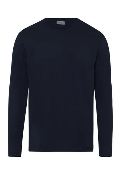 Hanro Living Cotton Crew Neck Top In Blue