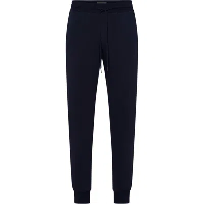 Hanro Living Cotton Drawstring Lounge Pants In Black Iris