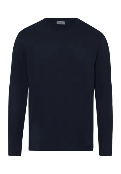 Hanro Living Shirts Cotton Crew Neck Top In Blue