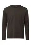 Hanro Cotton Solid Long Sleeve Pajama Tee In Brown
