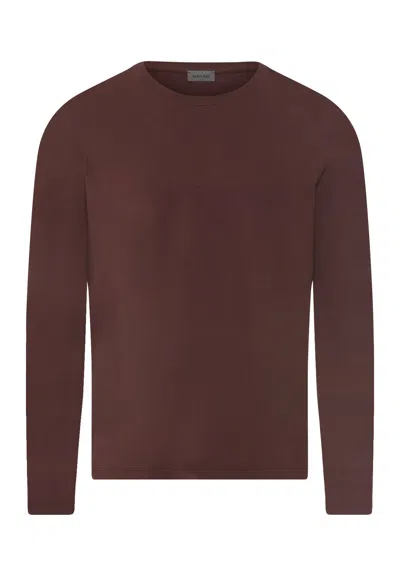 Hanro Living Shirts Cotton Crew Neck Top In Brown