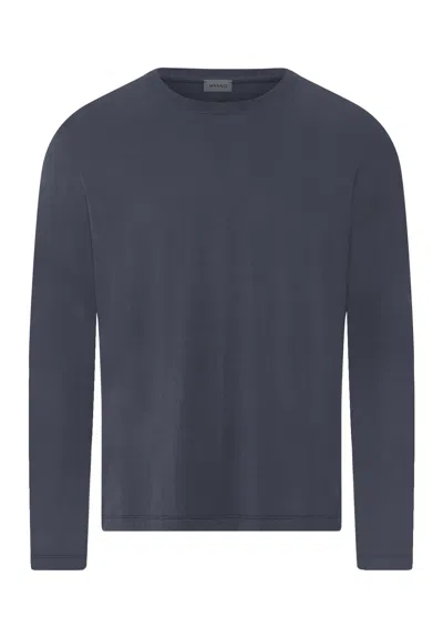 Hanro Living Shirts Cotton Crew Neck Top In Stormy Gray