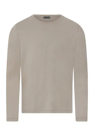 Hanro Living Shirts Cotton Crew Neck Top In Wooly Beige