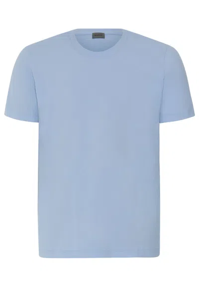 Hanro Living Shirts Cotton Crew Neck T-shirt In Cashmere Blue