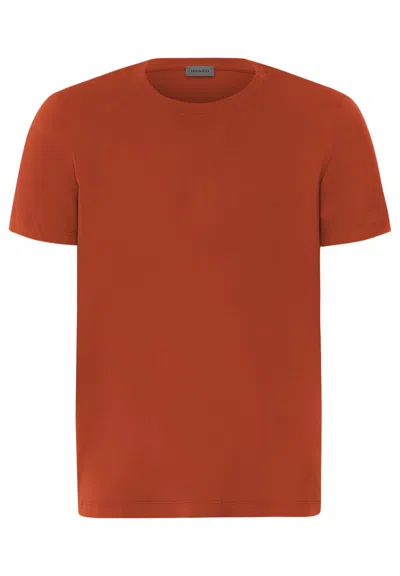 Hanro Living Shirts Cotton Crew Neck T-shirt In Roobios Tea