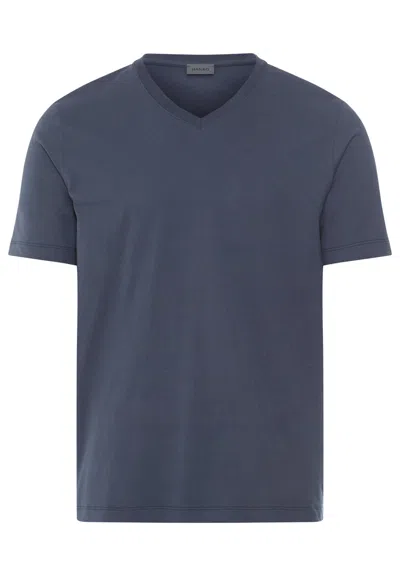 Hanro Living Shirts Cotton V-neck T-shirt In Stormy Gray