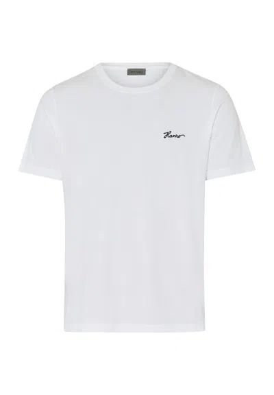 Hanro Living Shirts Jersey Cotton Crew Neck Logo T-shirt In White