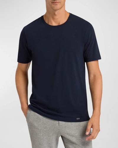 Hanro Living Short Sleeve Crewneck In Deep Navy