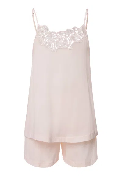 Hanro Liz Cotton Pajama Set In Pink
