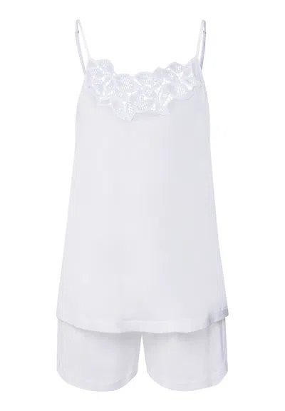 Hanro Liz Cotton Pajama Set In White