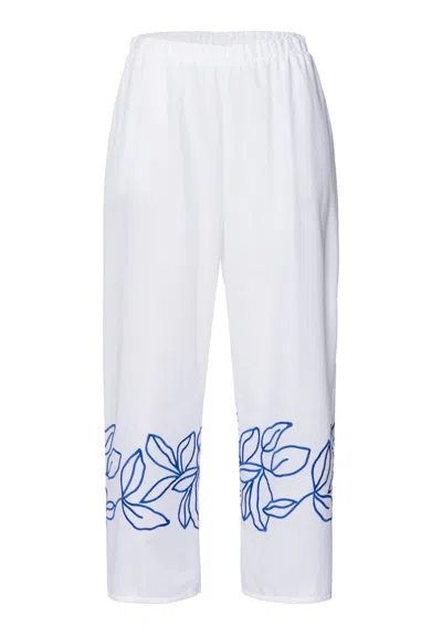 Hanro Liz Embroidered Cotton Cropped Pants In White