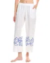 Hanro Womens White Liz Floral-embroidered Straight-leg Cotton Cropped Pyjama Bottoms In White